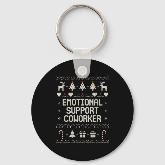 Emotional-suprt Coworker Funny Ugly Christmas Swea Sleutelhanger (Voorkant)