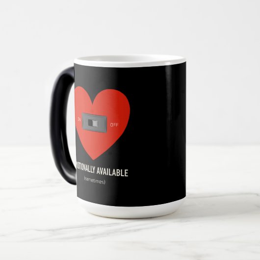 Emotionally available  magische mok (Voorkant links)