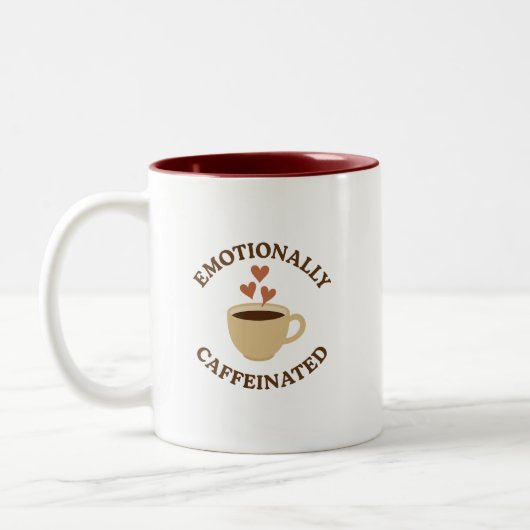 Emotionally Caffeinated – Bold Coffee Mug Tweekleurige Koffiemok (Links)