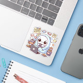 Emotionally Exhausted but Still Cute Kawaii Mental Sticker (Laptop met iPhone)