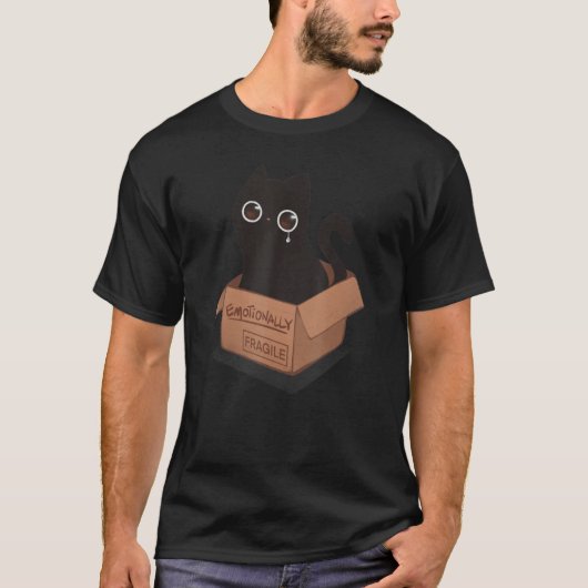 Emotionally Fragile Black Cat Kitten Introvert T-shirt (Voorkant)