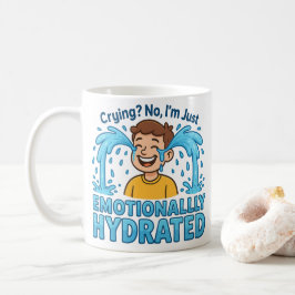 Emotionally Hydrated Funny Crying Cartoon Koffiemok