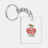 Emotionally Red Cherry Acrylic Keychains Sleutelhanger (Voorkant Links)