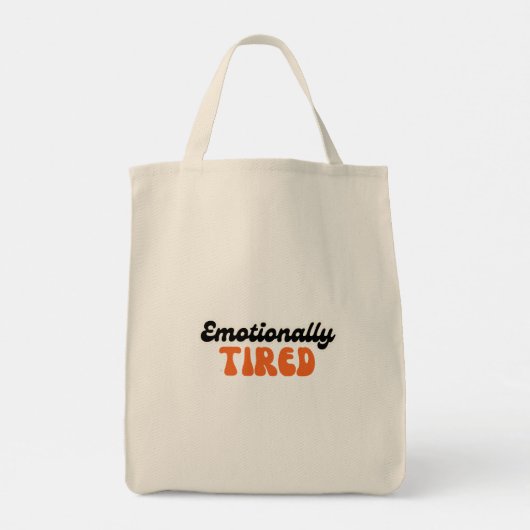Emotionally Tired Retro Bubble Text Design Tote Bag (Achterkant)