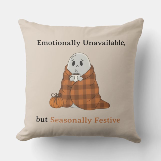 Emotionally Unavailable but Seasonally Festive Kussen (Voorkant)