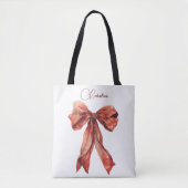 Emotioneel bemoedigend bericht Red Bow Tote Bag (Voorkant)