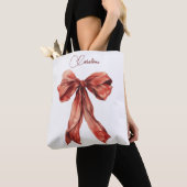 Emotioneel bemoedigend bericht Red Bow Tote Bag (Dichtbij)