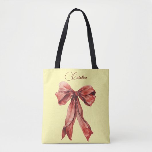 Emotioneel bemoedigend bericht Red Bow Tote Bag (Voorkant)