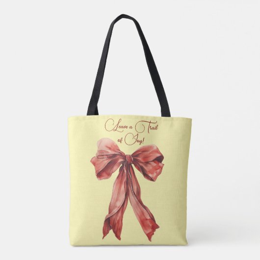 Emotioneel bemoedigend bericht Red Bow Tote Bag (Achterkant)