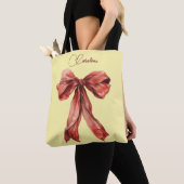 Emotioneel bemoedigend bericht Red Bow Tote Bag (Dichtbij)