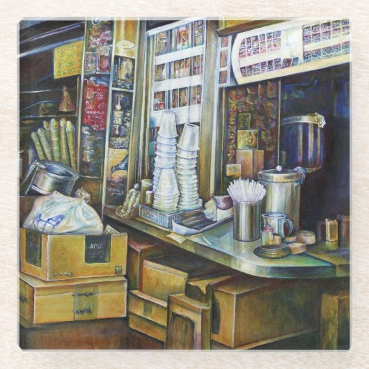 Emotioneel geladen lichtkrachten, Singapore Glazen Onderzetter (Voorkant)