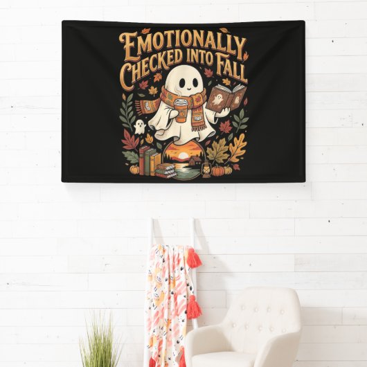 Emotioneel ingecheckt bij herfst Halloween Spandoek (Insitu)