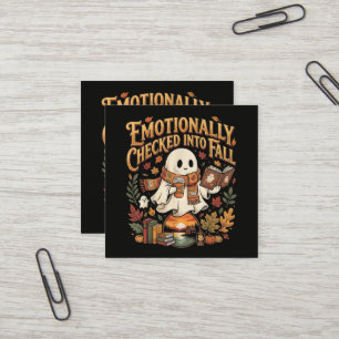Emotioneel ingecheckt bij herfst Halloween Vierkante Visitekaartje