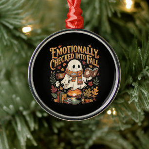 Emotioneel ingecheckt bij herfst herfst Halloween Metalen Ornament