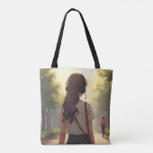 Emotioneel meisje dat naar muziek luistert canvas  tote bag (Achterkant)