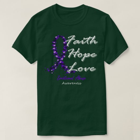 Emotioneel misbruikbewustzijn Geloof Hoop Liefde h T-shirt (Design voorkant)