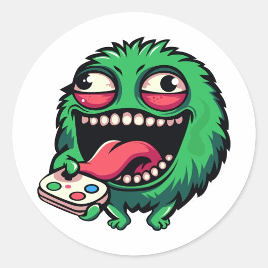 emotioneel monster ronde sticker (Voorkant)