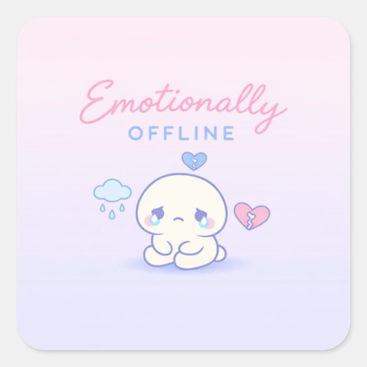 Emotioneel Offline Esthetische Introvert Vierkante Sticker (Voorkant)