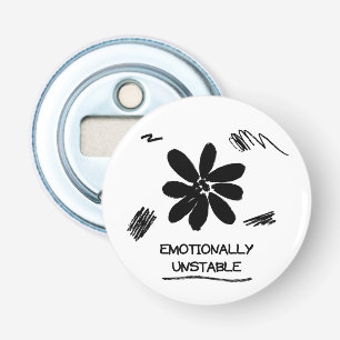 Emotioneel Onstabiele Grappige Zwarte en Witte Blo Button Flesopener