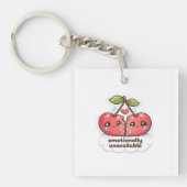 Emotioneel Rode Kersen Acryl Sleutelhangers (Voorkant)