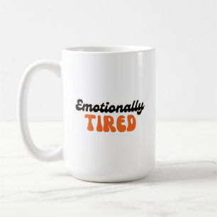 Emotioneel Vermoeid Retro Bubbeltekst Ontwerp Koffiemok
