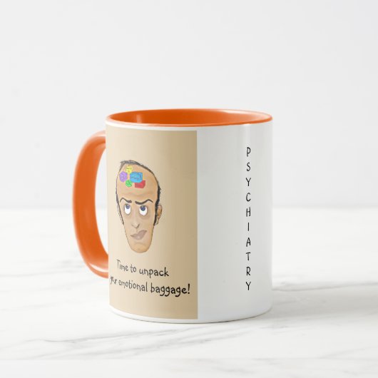 Emotionele bagage! -Psychiatrische Humor Mok (Voorkant links)