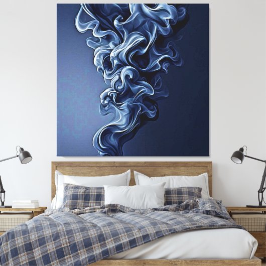 Emotionele blauwe rook kunst canvas afdruk (Insitu (Slaapkamer))