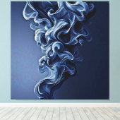 Emotionele blauwe rook kunst canvas afdruk (Insitu (Houten vloer))