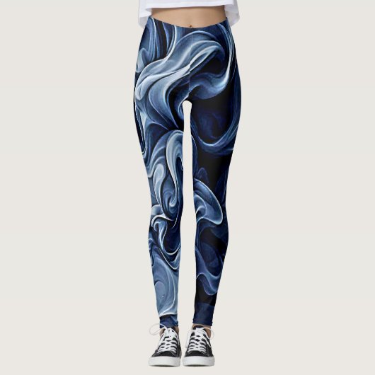 Emotionele blauwe rook kunst leggings (Voorkant)