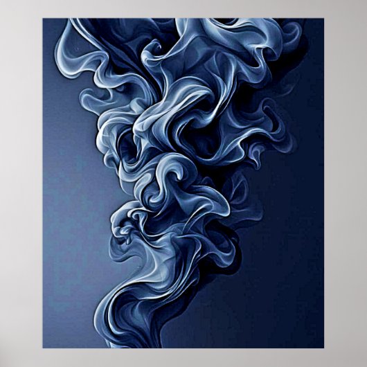 Emotionele blauwe rook kunst poster (Voorkant)