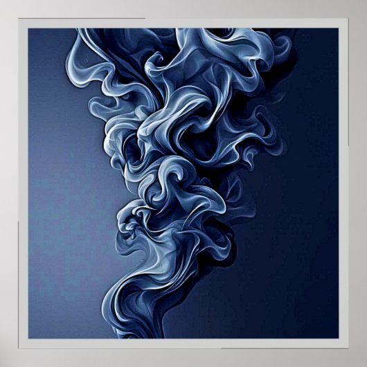 Emotionele blauwe rook kunst poster (Voorkant)