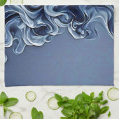 Emotionele blauwe rook kunst theedoek (Gevouwen)