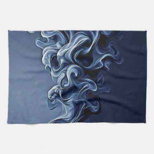 Emotionele blauwe rook kunst theedoek