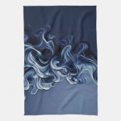 Emotionele blauwe rook kunst theedoek (Verticaal)