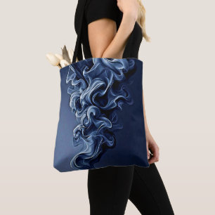 Emotionele blauwe rook kunst tote bag
