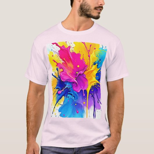 Emotionele kleur splash art t-shirt (Voorkant)