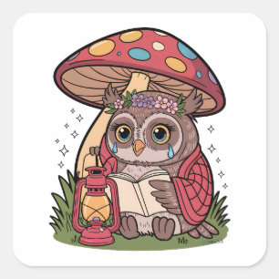Emotionele Leesuil Sticker – Gezellige Cottagecore