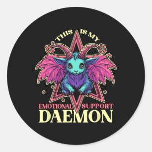 Emotionele ondersteuning Demon met Schattigee Goat Ronde Sticker