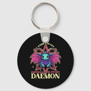 Emotionele ondersteuning Demon met Schattigee Goat Sleutelhanger