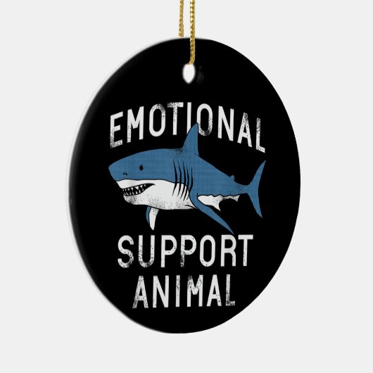 Emotionele ondersteuning Dier Grappig Scary Shark  Keramisch Ornament (Rechts)