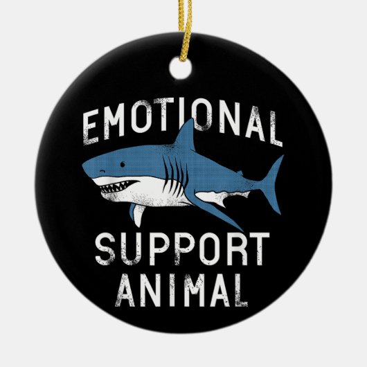 Emotionele ondersteuning Dier Grappig Scary Shark Keramisch Ornament (Voorkant)