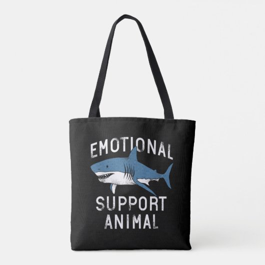 Emotionele ondersteuning Dier Grappig Scary Shark  Tote Bag (Achterkant)