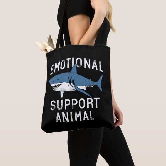 Emotionele ondersteuning Dier Grappig Scary Shark  Tote Bag (Dichtbij)