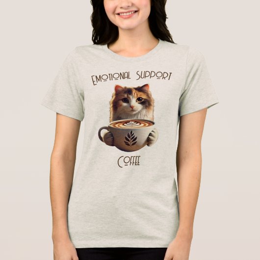 Emotionele ondersteuning Koffie Schattigee Kat Gee Tri-Blend Shirt (Voorkant)