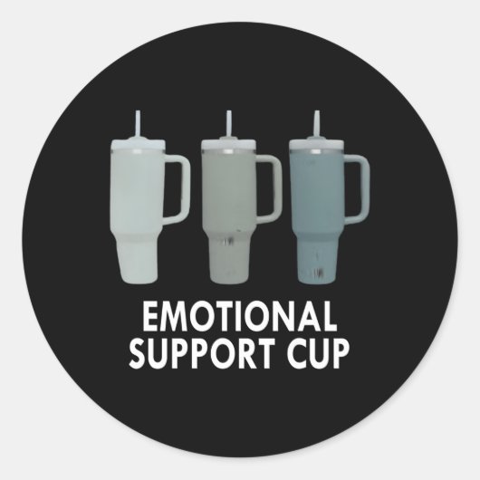 Emotionele Ondersteuning Kopje Koffie Ronde Sticker (Voorkant)
