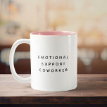Emotionele ondersteuning Medewerker Grappig Schatt Tweekleurige Koffiemok<br><div class="desc">Een leuke manier om je dag op het werk op te fleuren! Deze 'Emotional Support Coworker'-mok is minimalistisch,  hilarisch en volledig relatable!</div>