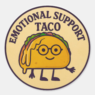 Emotionele ondersteuning Taco Ronde Sticker