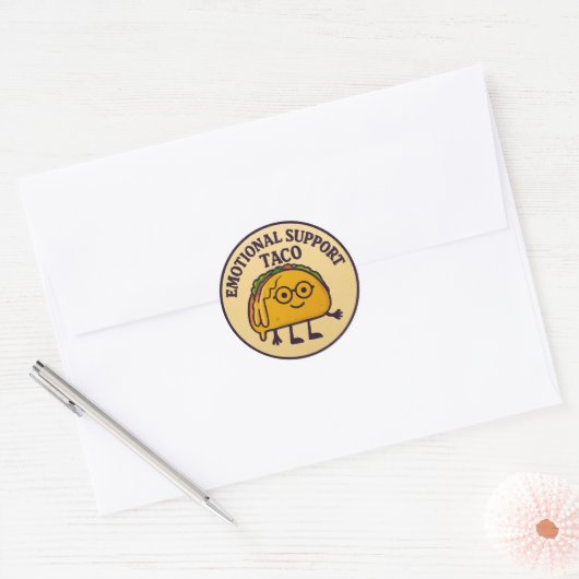 Emotionele ondersteuning Taco Ronde Sticker (Envelop)