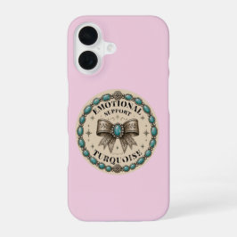 Emotionele Ondersteuning Turquoise Westers Ontwerp iPhone 16 Hoesje