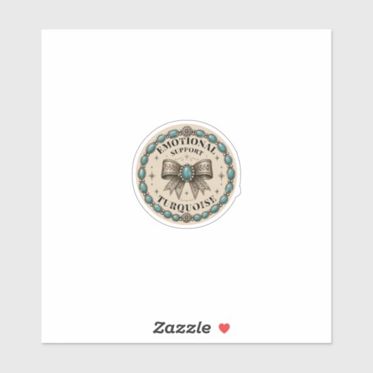 Emotionele Ondersteuning Turquoise Westers Ontwerp Sticker (Vel)